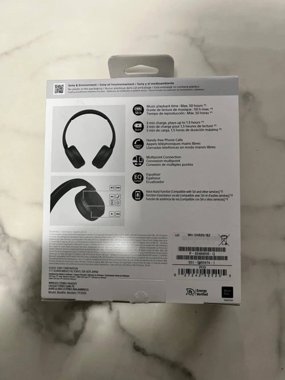 Sony WH-CH520 Headphones, Black